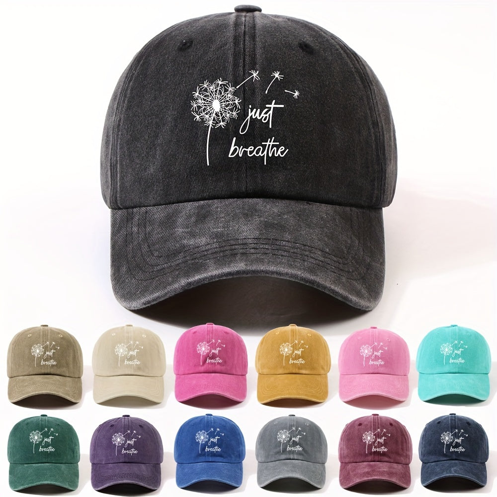 Unisex Retro Dandelion Print Baseball Cap with Curved Brim - Adjustable Dad Hat Suitable for Cycling, Outdoor & Casual Wear - Lightweight All-Season Round Cap (Metal Closure)