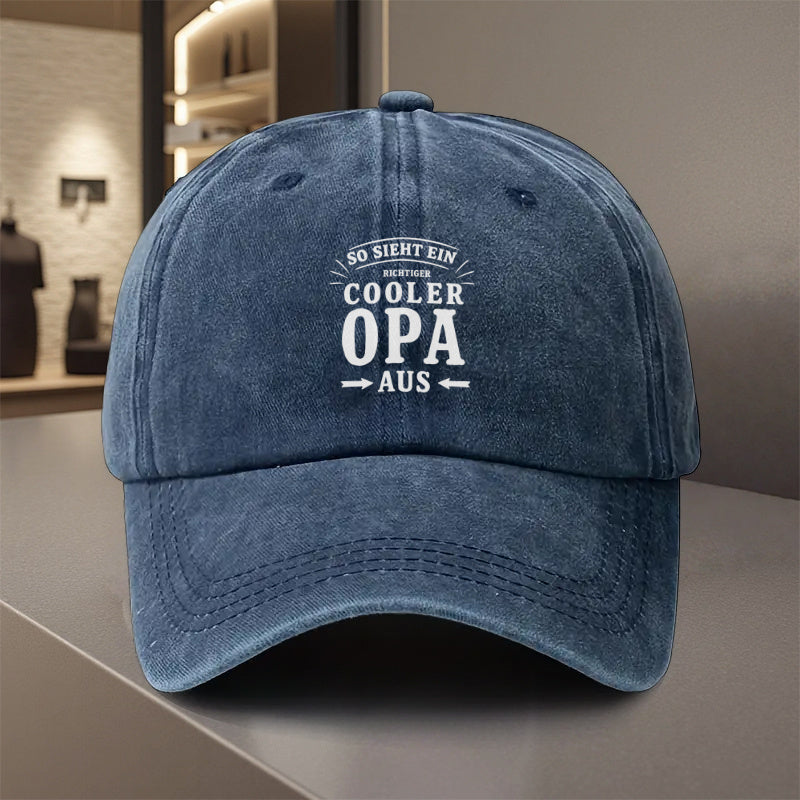 1pc, "Cooler Opa" Adjustable Baseball Cap, Lightweight Polyester with Printed Design, Suitable for Outdoor Sports and Camping Enthusiasts, Popular Couple's Cap, Golf Cap, Trucker Cap, Stylish Baseball Cap