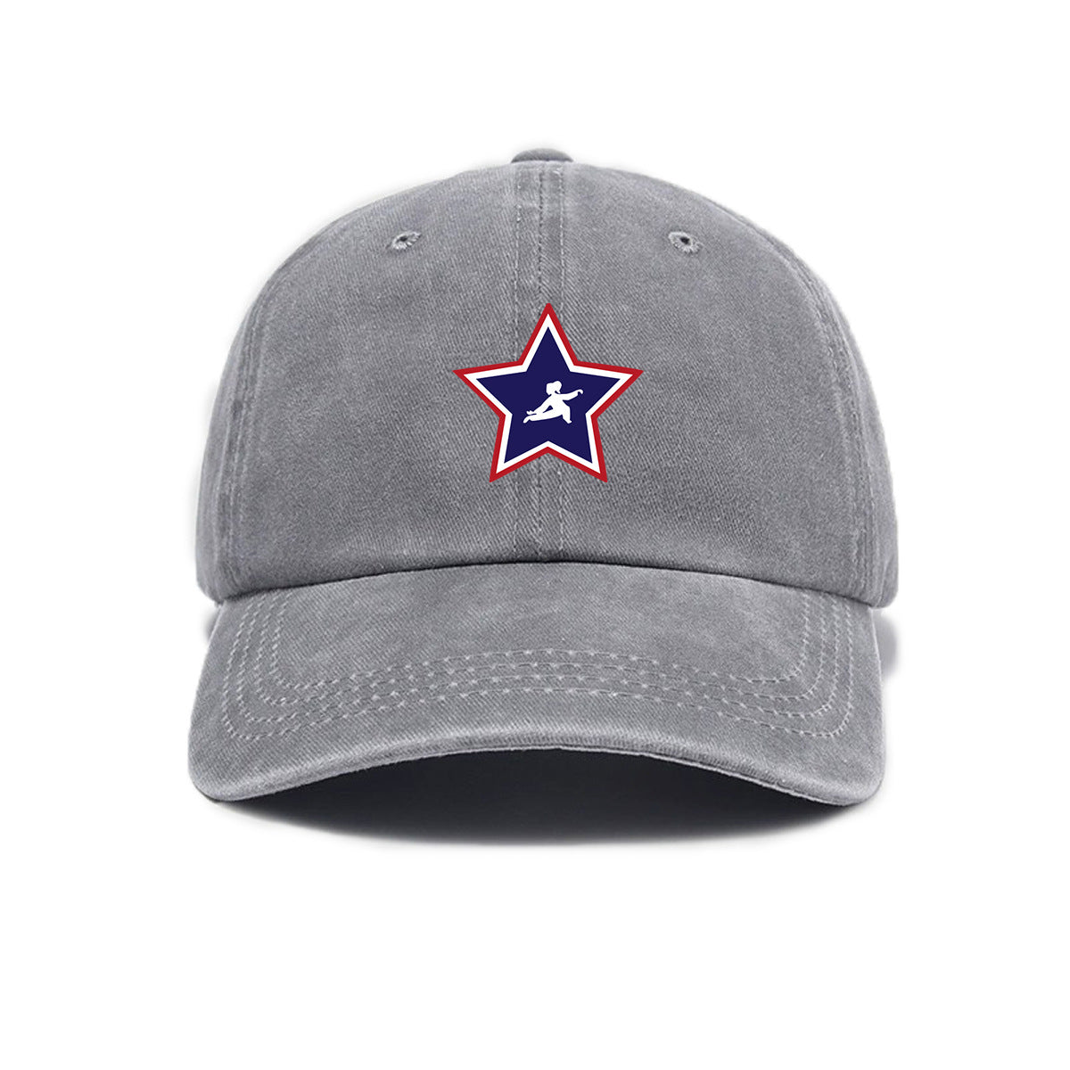 1 Washed Distressed Printed Baseball Cap for Adults, Versatile Five-Pointed Star Print Washed Distressed Soft Top Sun Baseball Cap, Unisex Fashion Baseball Cap