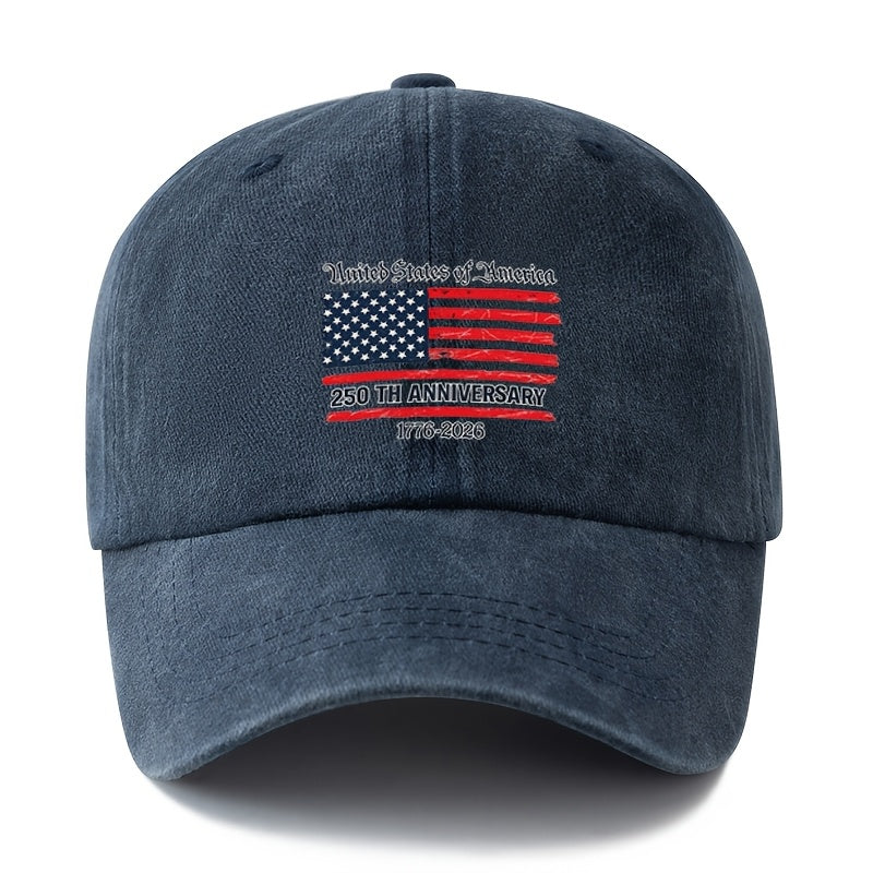Special Baseball Cap for the 250th Anniversary of the Founding of the United States, a Unisex, Fashionable and Versatile Printed Cap with a Sense of History. Classic Retro Washed Outdoor Lightweight Curved Brim Cap, Trucker Baseball Cap, Suitable for