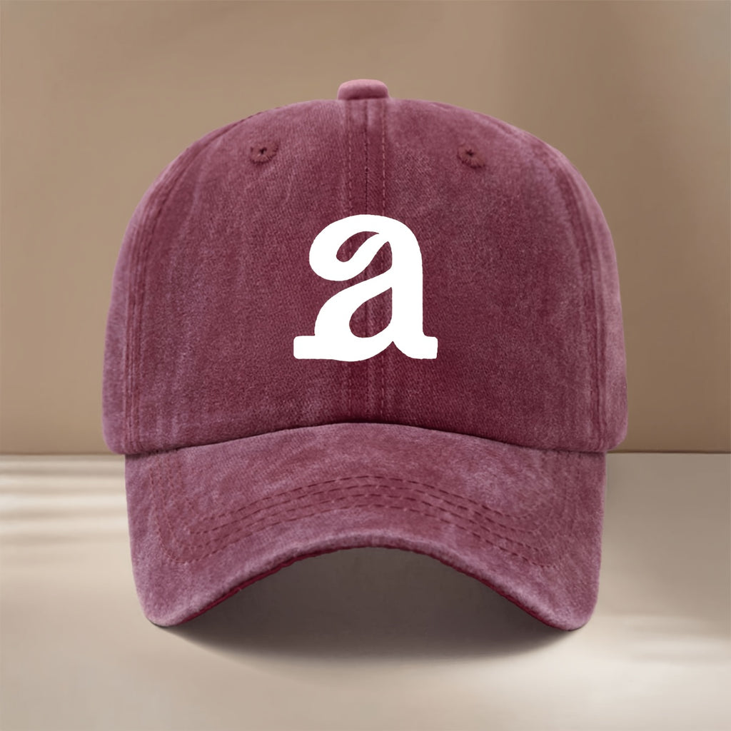 Baseball Cap with "a" Letter Graphic Print, Stylish and Unique Snapback Hat for Men and Women, Hip-hop Style Cap for Vacation, Travel, Gatherings, and Camping. Lightweight and Comfortable with a Curved Brim That Slims the Face. Adjustable Size.