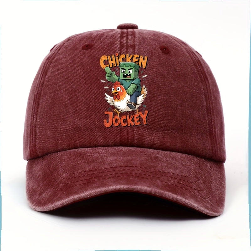 Boys' Rooster Jockey Pattern Baseball Cap - Vintage Adjustable Lightweight Hat, Suitable for Spring/Summer Outdoor Sports, Soccer Matches, and Carnivals, Multiple Colors Available