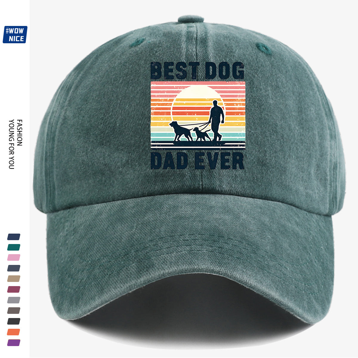 1pc "Best Dog Dad Ever" Vintage Trucker Hat - Adjustable Unisex Baseball Cap Suitable for Outdoor, Dog Walking, Picnics & Sports, Breathable Dad Hat Gift for Fathers Day, Birthdays, for Dog Lovers with Sunset Print (for Men & Women)