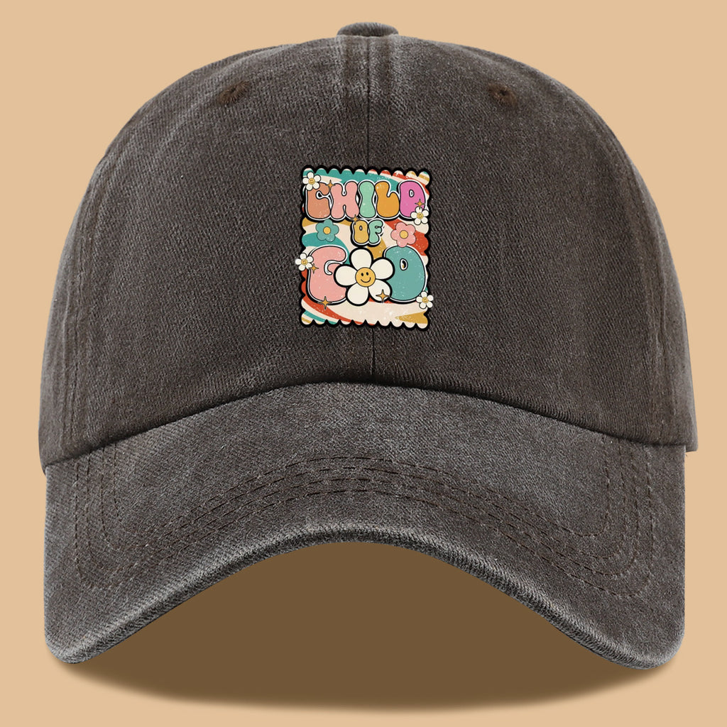 1pc "CHILD OF GOD" Vintage Fun Floral Print Baseball Cap, Comfortable and Breathable Sun Hat, Stylish, Colorful, and Beautiful, Unisex Adjustable Baseball Cap, Casual Street Fashion Hat, Outdoor Sun Hat for Sunbathing, Suitable for Daily Outings