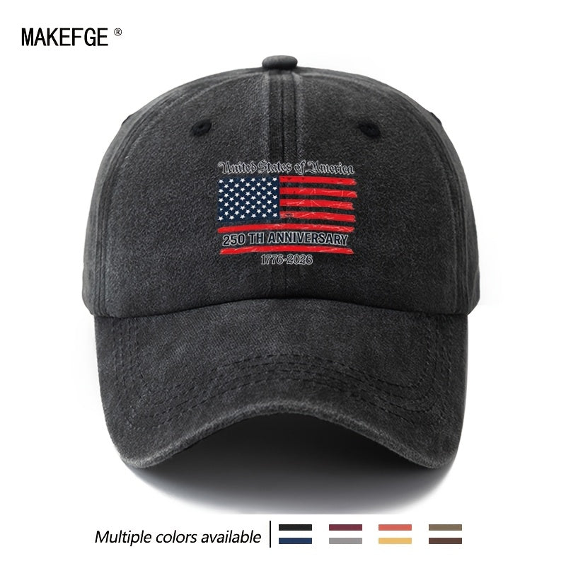 Special Baseball Cap for the 250th Anniversary of the Founding of the United States, a Unisex, Fashionable and Versatile Printed Cap with a Sense of History. Classic Retro Washed Outdoor Lightweight Curved Brim Cap, Trucker Baseball Cap, Suitable for