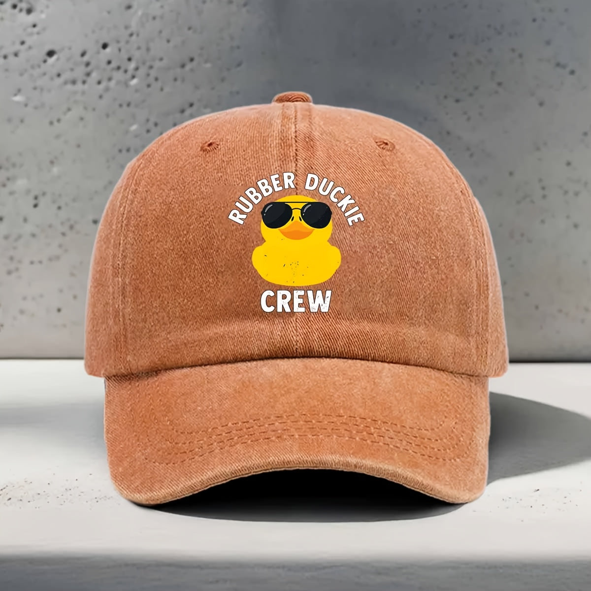 Women'S Baseball Cap with English Print RUBBER DUCKIE CREW, Sunglasses Yellow Rubber Duck Element Pattern, Fashionable Trendy Casual All-Match Unisex Duckbill Hat
