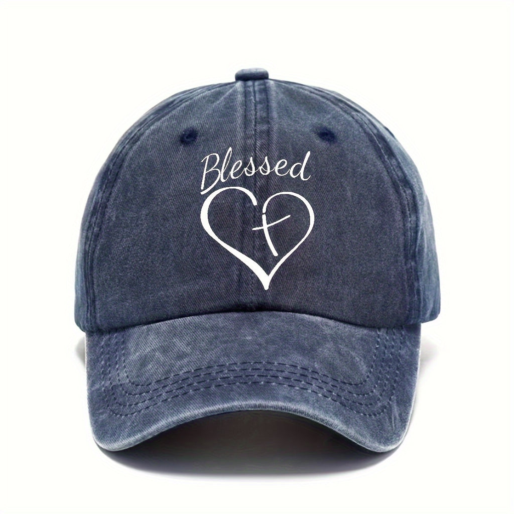 Vintage Washed Distressed Adjustable Dad Cap, Lightweight Fashion Sun Hat with Print
