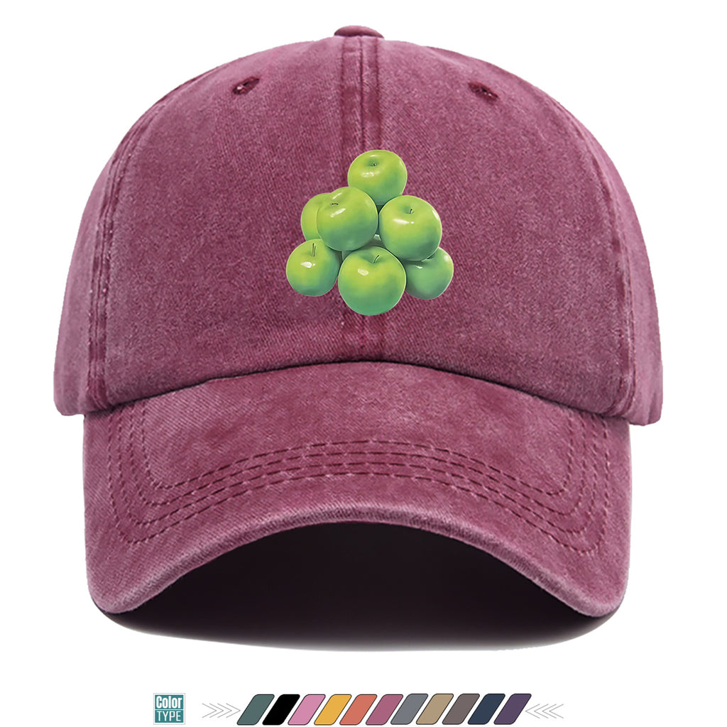 1pc Green Apple Print Baseball Cap for Men & Women - Adjustable Unisex Hat with Stacked Apple, Suitable for Outdoor, Travel, Parties, Casual Wear - Fresh, Holidays, Anniversaries - Apple-Themed Cap