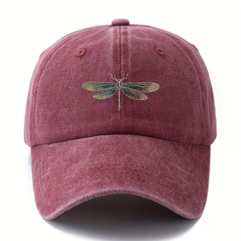 A Unisex Fashionable Baseball Cap with a Printed Dragonfly Pattern, a Trendy Curved-brim Hat for Outdoor Activities and Sun, an Adjustable-size Outdoor Vacation, Travel, Camping, and Leisure Snapback Cap, and a Preferred Gift Baseball Cap