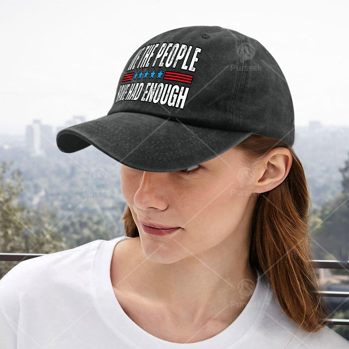 Unisex Fashionable Cap with a Washed And Distressed Look That Says 'We The People Have Had Enough' on It