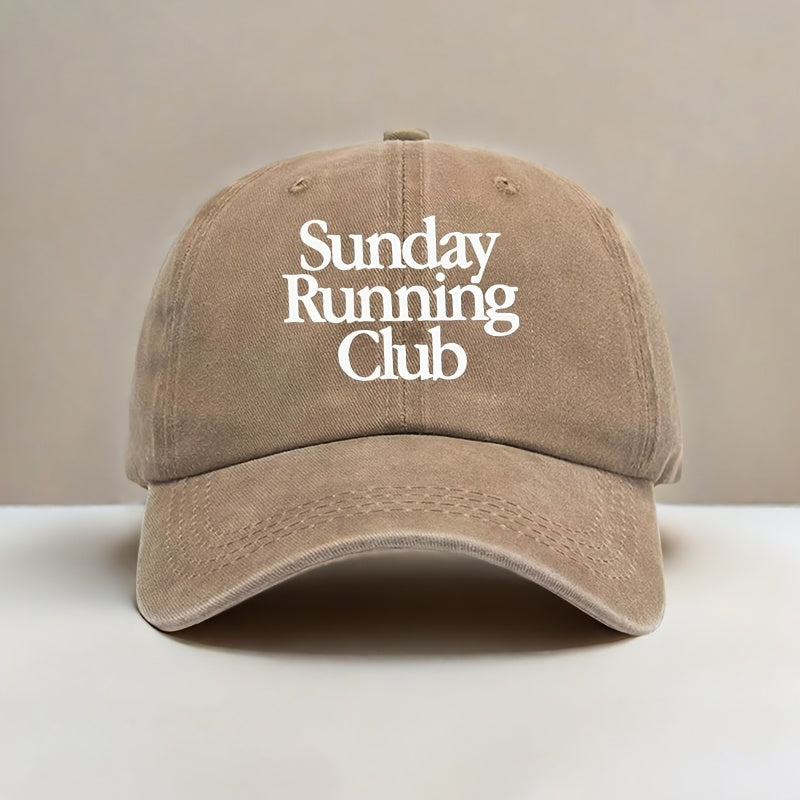 Vintage Baseball Cap, Adjustable Hat, Ideal for Outdoor Activities as Sun, Featuring a "Sunday Running Club" Letter Graphic Print, Unisex Outdoor Baseball Cap, the Best Choice for a Gift, Sun Hat for Outdoor Parties, Camping, and Travel