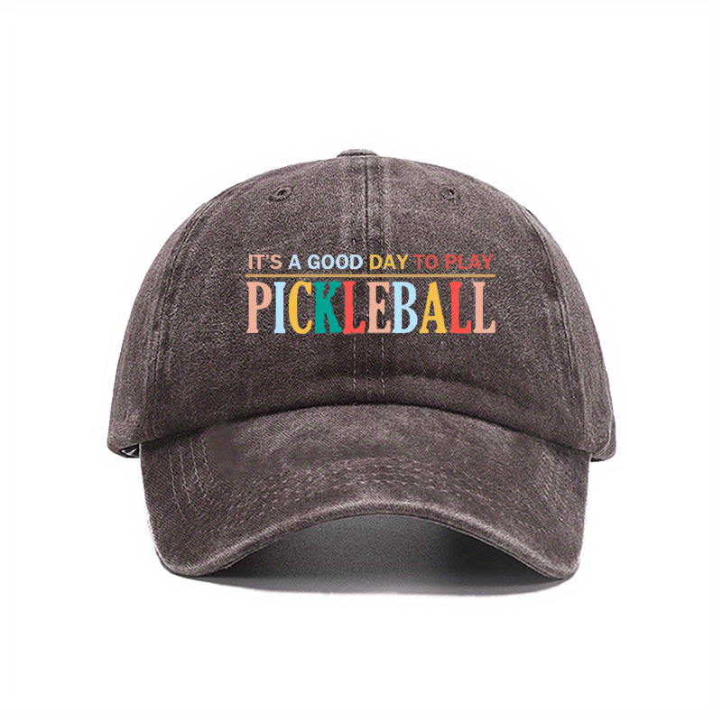 Vintage Washed Baseball Cap - Adjustable Dad Hat with The Print "Today Is a Great Day for Pickleball, " a Gift for Pickleball Enthusiasts, Unisex, Suitable for Sports And Casual Outings, Pickleball Games - Vintage Baseball Cap