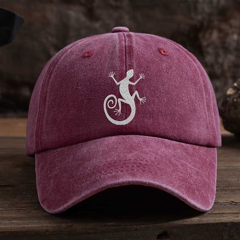 Men's Gecko Print Baseball Cap - Sporty Outdoor Hat with Gecko, Suitable for, Casual Wear & Themed Events, Versatile for Climbing, Everyday Use, Gecko-Themed