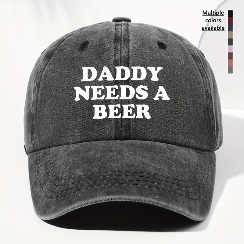 Men' & Women' "Dad Needs Beer" Print Vintage Washed Trucker Hat - Adjustable Lightweight Baseball Cap Suitable for All Seasons Outdoor Casual, Funny Humorous Gift for Dad, Beer Lovers, Daily Headwear (Black/Dark Gray)