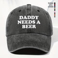 Men' & Women' "Dad Needs Beer" Print Vintage Washed Trucker Hat - Adjustable Lightweight Baseball Cap Suitable for All Seasons Outdoor Casual, Funny Humorous Gift for Dad, Beer Lovers, Daily Headwear (Black/Dark Gray)