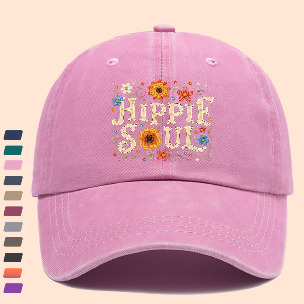 1pc 1pcs Hippie Soul Vintage Baseball Cap & Duckbill Sun Hat - Adjustable Unisex Retro Hat with Duckbill Cap, Suitable for Outdoor, Music Festivals, Travel, Daily Wear, Gift for Men & Women, Youth Street Fashion Accessory