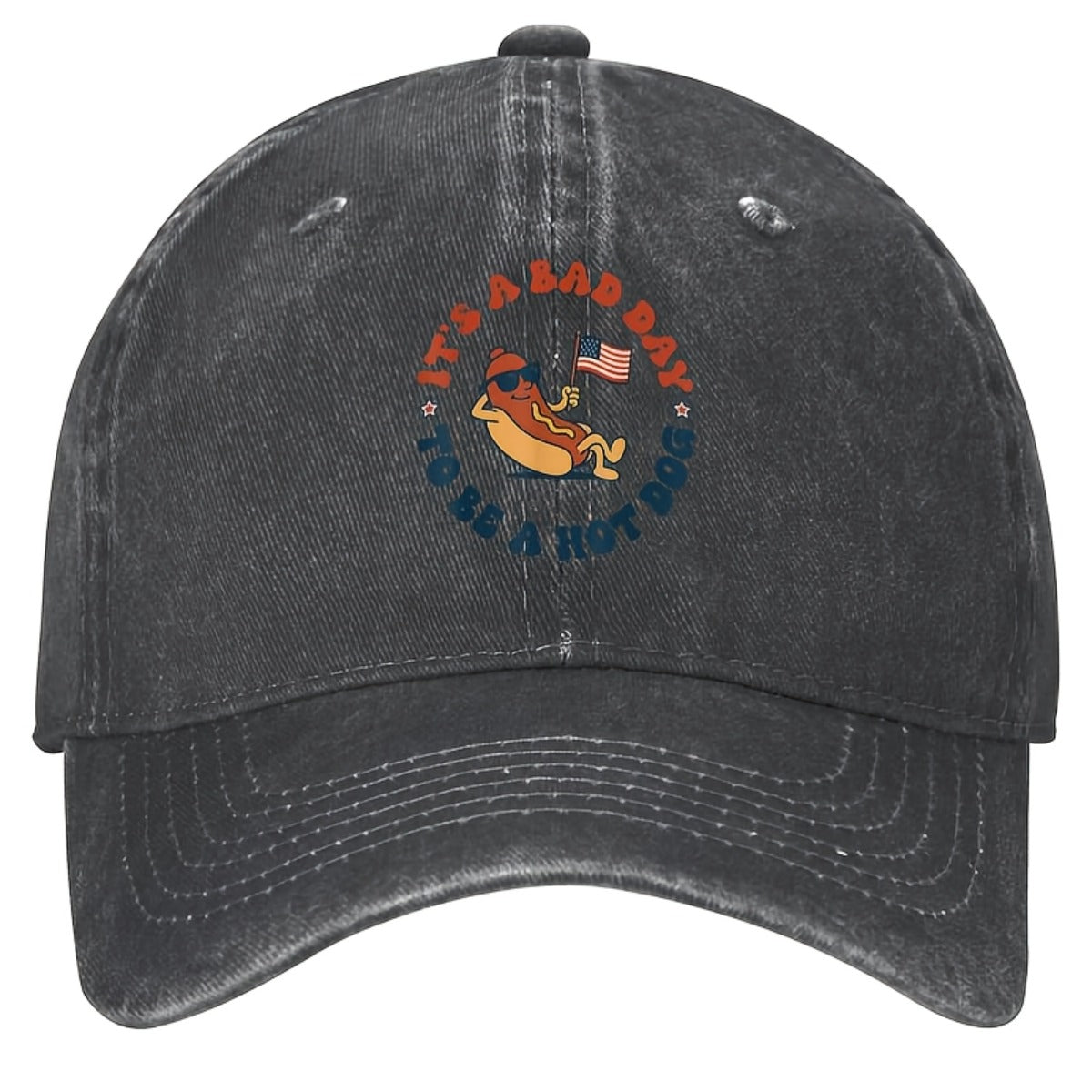 2026 Latest Baseball Cap That Makes Your Face Look Smaller, American Retro Style, Matching Hat for Couples. "It'S a Bad Day, Hot Dog Makers Are Troubled" - Funny Washed Baseball Cap for The Fourth of July. Unisex, Casual Snapback Cap