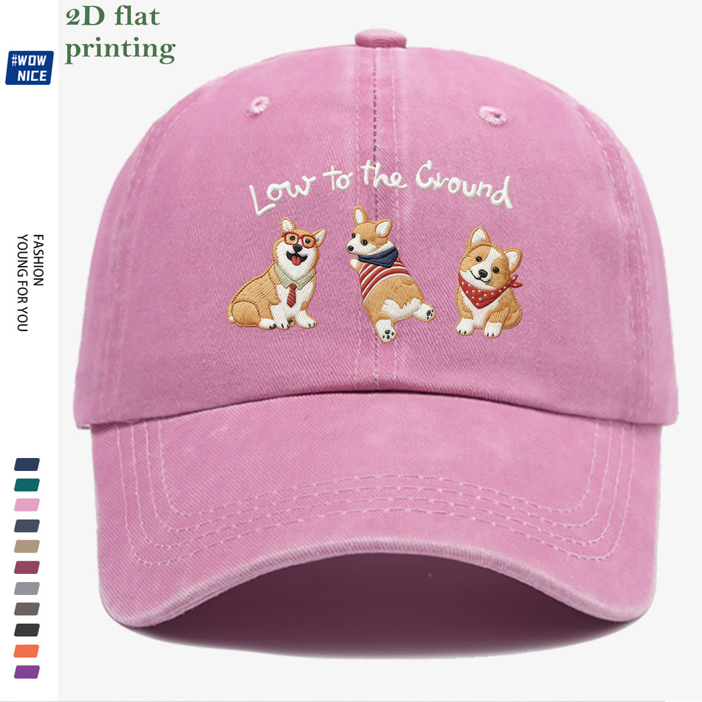 1pc Corgi Printed Baseball Cap, Animal Series Cute Pet Pattern, Fashion Slimming Headwear, Casual Outing Versatile Accessory, Unisex Adjustable Hat, Suitable for Shopping, Travel, Parties, Dates, Commuting, Vacation, Outdoor Activities
