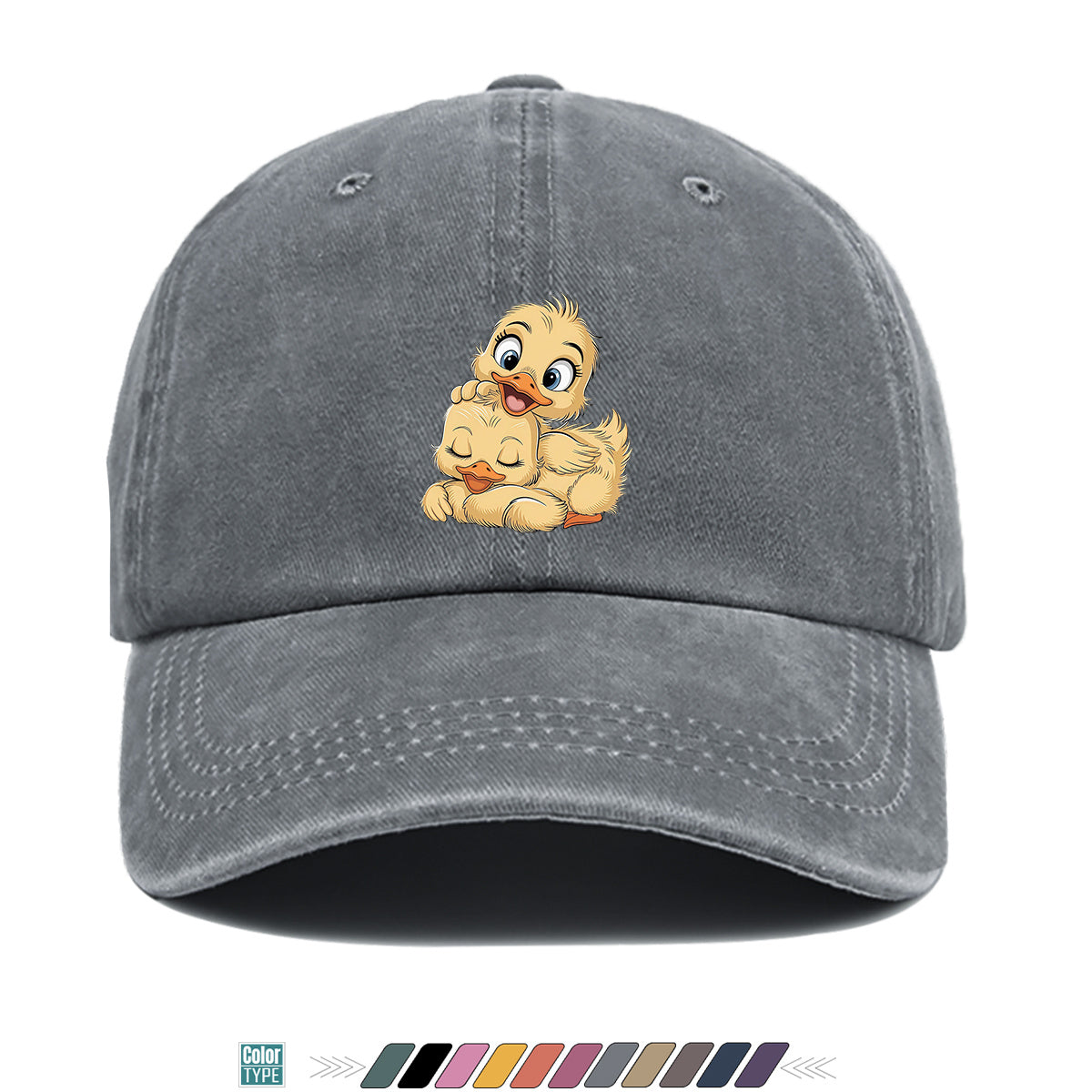 1pc Cute Little Yellow Duck Print Baseball Cap, Adorable Cartoon Duck Pattern Sun Hat, Fashion Casual Sunshade Hat, Unisex Adjustable Duckbill Cap, Soft Breathable Hat, Outing Hat, Versatile Hat, Best Friend Shopping Hat, Outdoor Picnic Play Hat