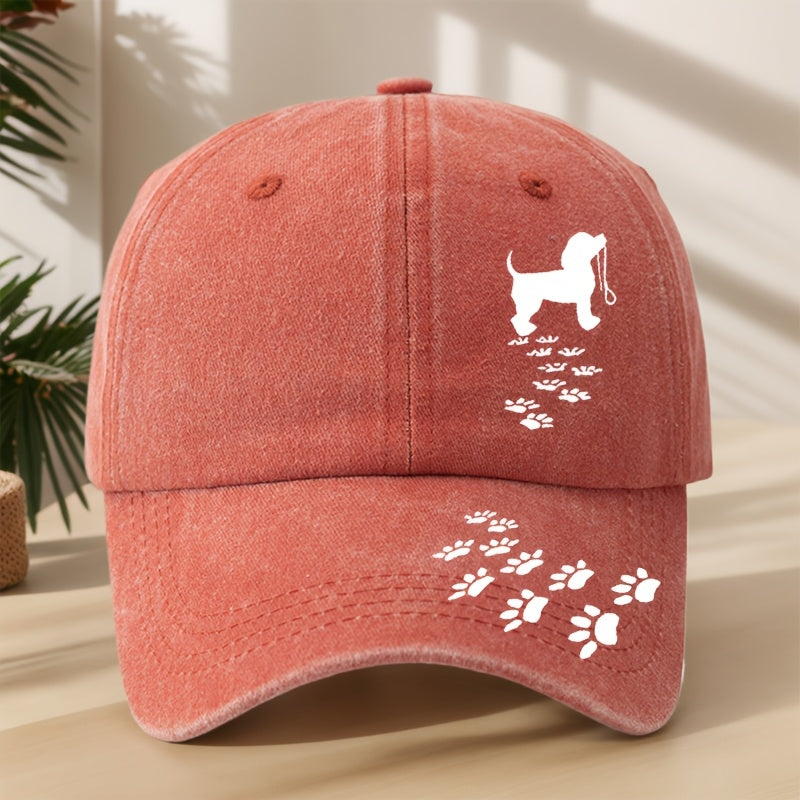 Vintage Washed Distressed Duckbill Baseball Cap with Dog Paw Print - Soft Breathable Sweat-Absorbent Suitable for Outdoor,, Camping, Fishing, Streetwear Hat - Classic Retro for Sports & Hip-Hop Style