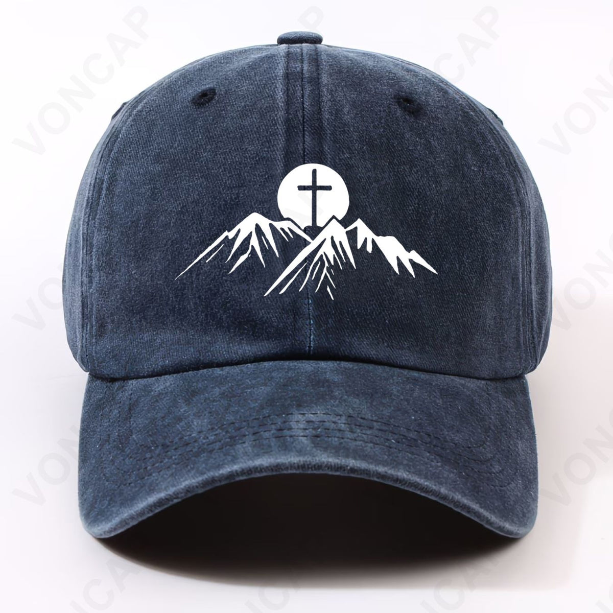 Unisex Washed Vintage Baseball Cap with Mountain Cross Faith Pattern - Adjustable Closure, Lightweight And Suitable for Commuting, Campus, Sports, Parties, Machine Washable, Ideal for Home, Commuting, And As a Holiday Gift