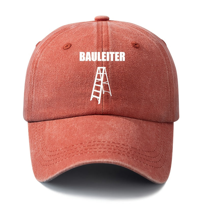 Unisex Fashion All-Match Printed BAULEITER Baseball Cap, Classic Vintage Washed Outdoor Lightweight Curved Brim Hat, Trucker Cap, Suitable for Outdoor Vacation Travel Camping And Casual Occasions, Holiday Party Hip-Hop Hat