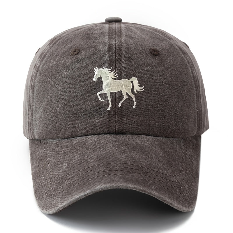 1 Unisex Fashion Versatile Printed Horse Baseball Cap | Classic Vintage Washed Lightweight Curved Brim, Ideal for Outdoor Travel, Camping, Casual Daily Wear, Hip-Hop Festivals |, Woven, Brand: MAKEFGE