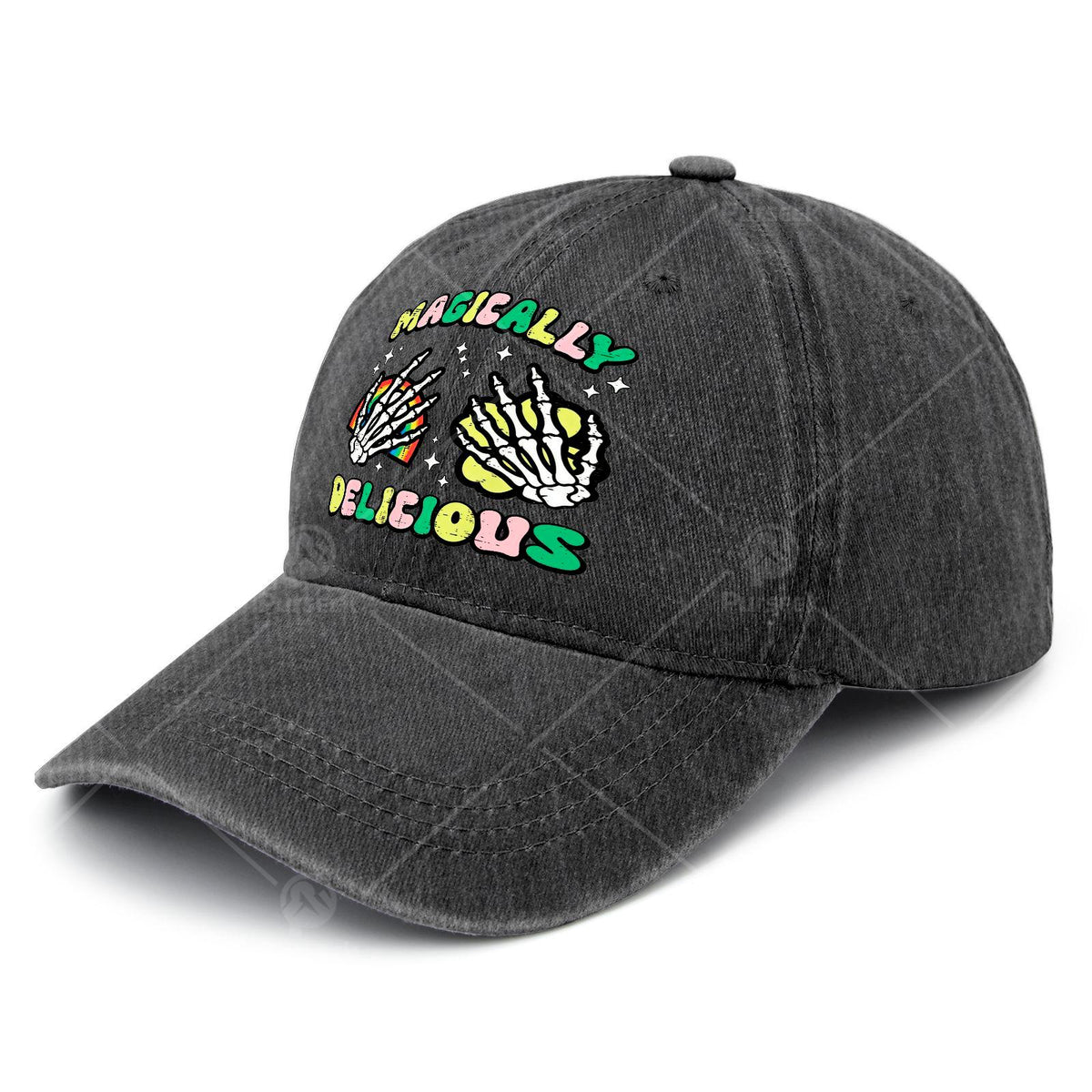 St. Patrick's Day Gothic Skeleton Hand Cap with Irish Print - Adjustable Low-Profile Baseball Hat Suitable for Men & Women, Machine Washable, Themed for Parades, Pubs & Daily Wear