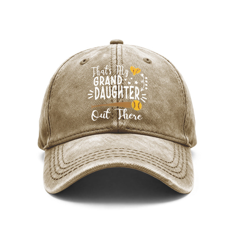 1pc Vintage Washed Unisex Baseball Caps, That' S My Granddaughter Out There, Softball Design Print, Adjustable, Suitable for Outdoor Activities And Casual Wear, Gifts for Men And Women, Friends