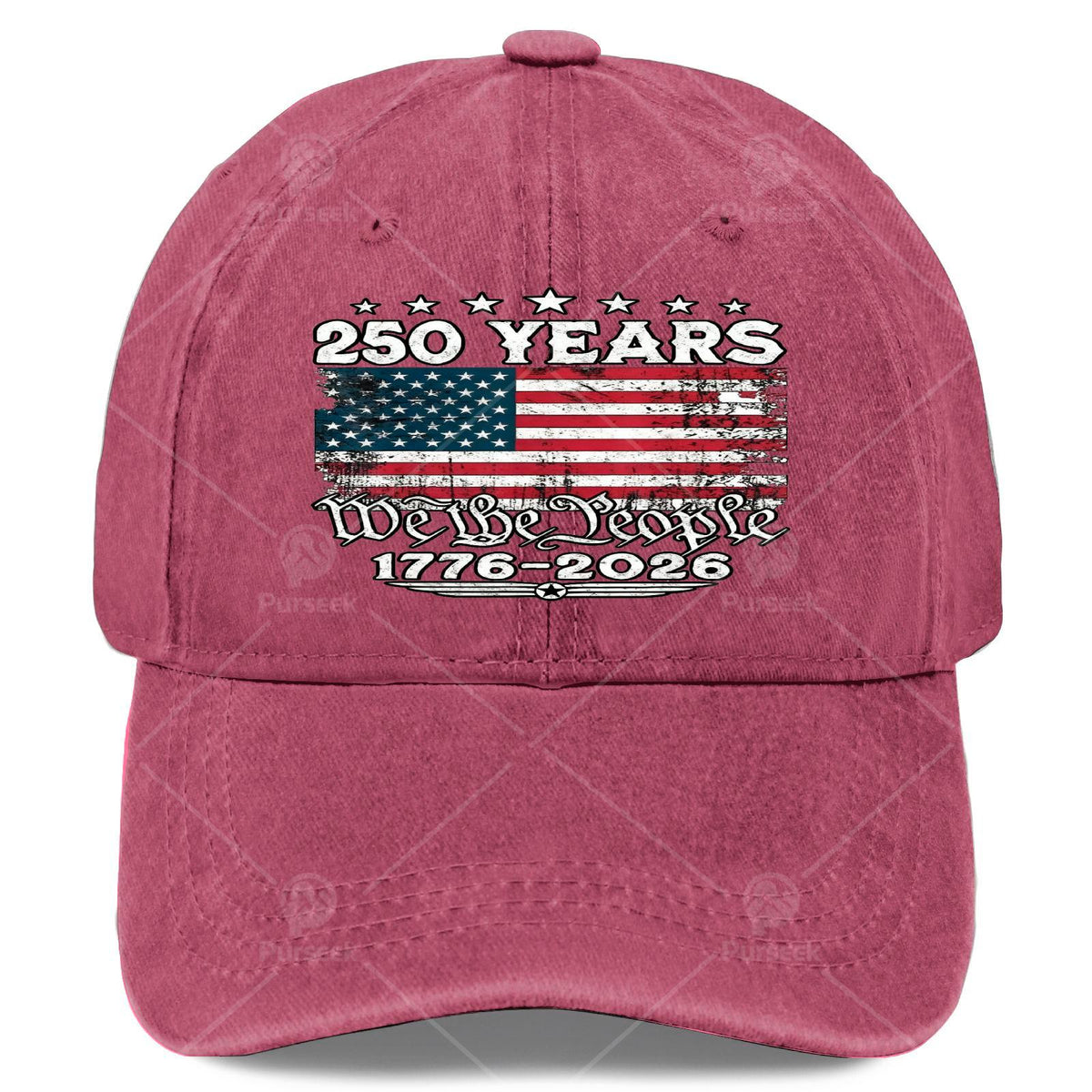 4th of July American Flag Vintage 250 Years 1776 2026 Baseball Hat Unisex