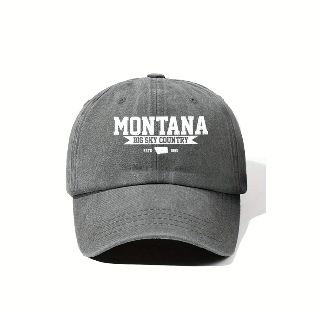 Montana Travel Inspired Big Sky Country Text Design Summer Breathable Universal Trucker Hat Men's Outdoor Fishing Sun Hat Women's Sports Running Printed Baseball Cap Trendy