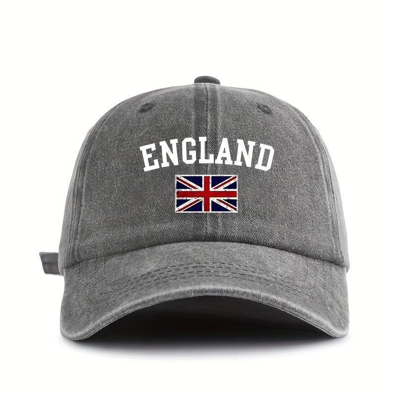 Flag-Pattern Printed Baseball Cap, Soft-Top Vintage Washed Cap, Adjustable Outdoor Sports Cap, Sweat-Absorbing And Breathable Sun Hat, Stylish Curved Brim Hat Suitable for Outdoor Sports, Travel And Vacations, a Gift for Friends And Family