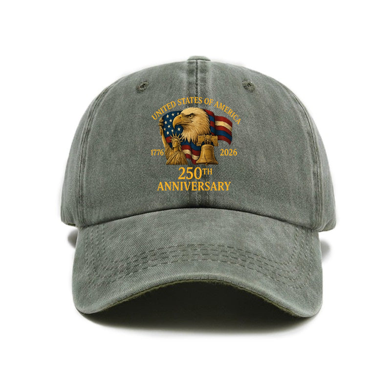 Fashion Hot Selling US Independence Day 250Th Anniversary Printed Washed All-Match Distressed Soft Top Unisex Baseball Cap