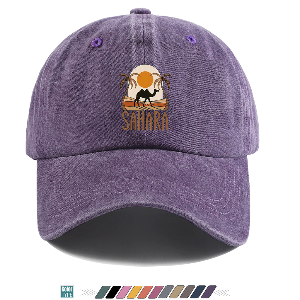 1pc Sahara-Themed Camel and Palm Tree Print Baseball Cap, Comfortable and Breathable Sun Hat, Stylish, Simple, and Beautiful, Unisex Baseball Cap with Adjustable Size, Trucker Hat, Beach Vacation Hat, Suitable for Outdoor Adventures, Desert Travel