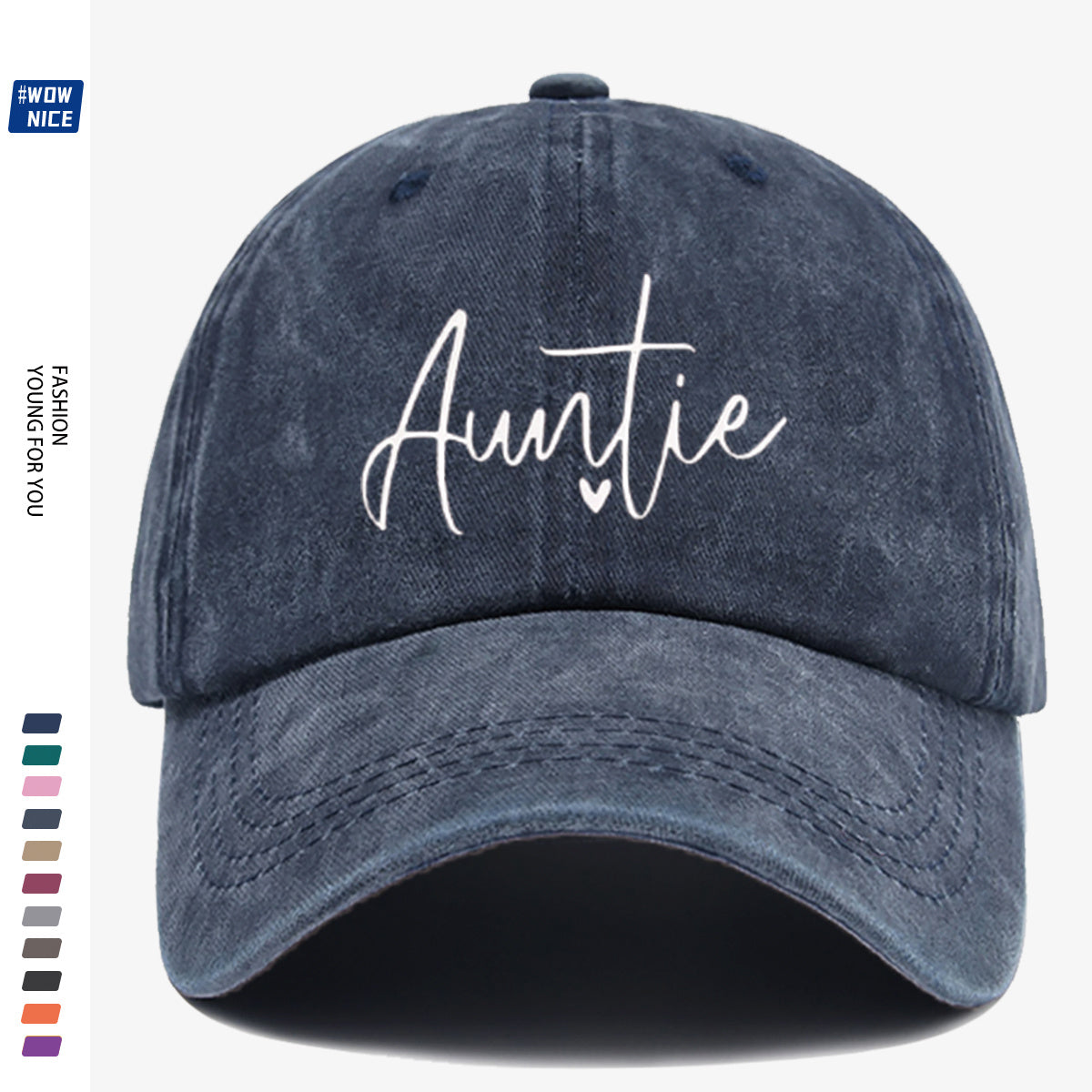 1pc "Auntie" Handwritten Heart Print Baseball Cap, Comfortable And Breathable, Fashionable And Easy, Unisex, Adjustable Size, Casual Street Style, Suitable for Daily Outings, Shopping, Dates, Coffee Meetups, Travel, Girlfriend Gatherings