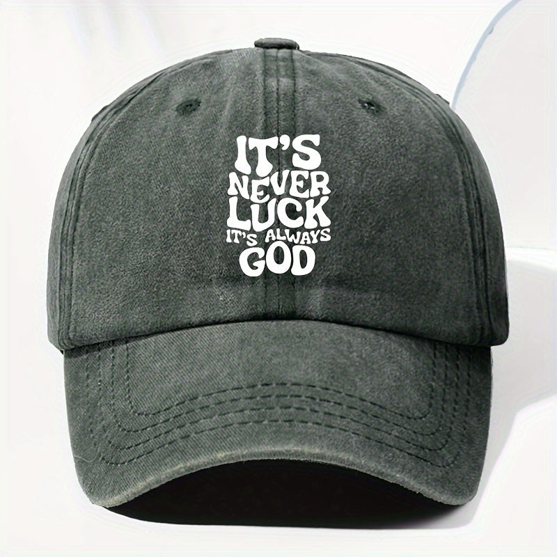 Unisex IT'S NEVER Printed Washed Vintage Baseball Cap Fashion Outdoor Hat Adjustable Brim Trucker Cap Suitable for All Seasons Daily Wear