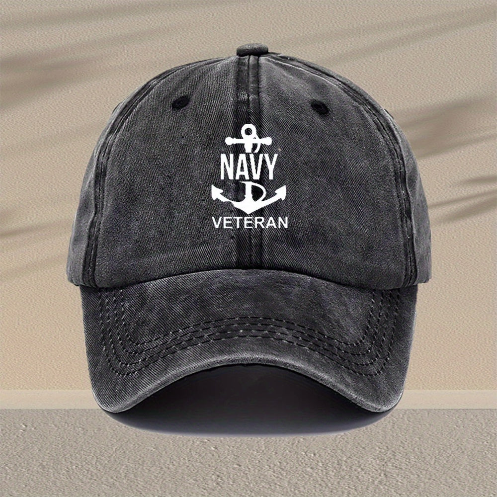 Fashionable Anchor Print Men'S Washed Baseball Cap, Adjustable Distressed Casual Hat for Men, Suitable for Travel And Outdoor Sports, Versatile for Everyday Style, Men'S Fashion Hat with Various Styles to Choose From, an Excellent Gift Option