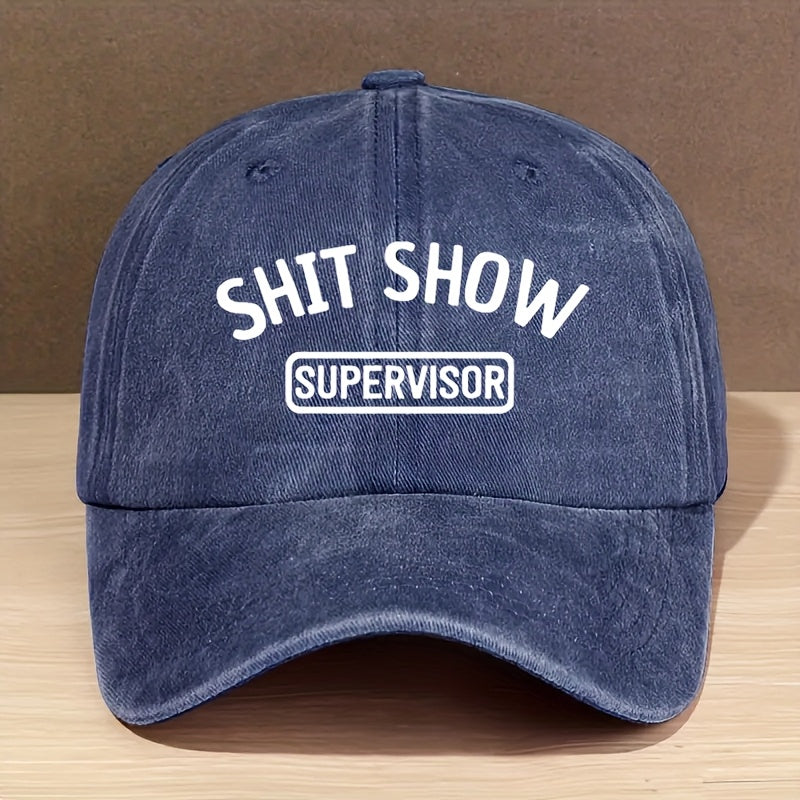 Vintage Style Baseball Cap, 100% Polyester Breathable Fabric, Adjustable Fashion Hat with 'SHIT SHOW SUPERVISOR' Print, Suitable for Daily Wear and Outdoor Activities, Outdoor Hat| Fashion Accessories| Adjustable Fit Hat, Baseball Cap