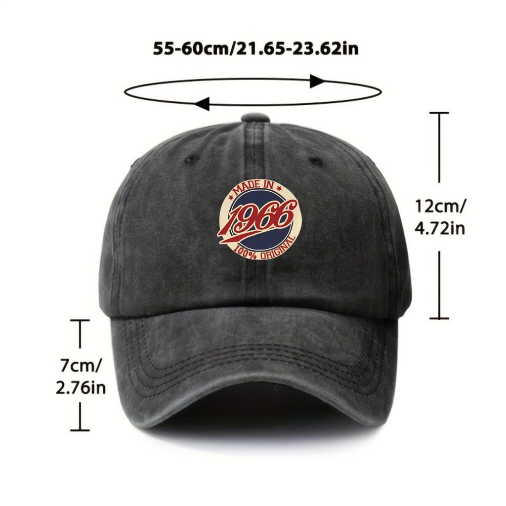 Made in 1966 Retro and Authentic Design Men's and Women's Outdoor Sun Baseball Cap Driving Hat Breathable Sun Hat Fishing Sports Duckbill Cap with Print