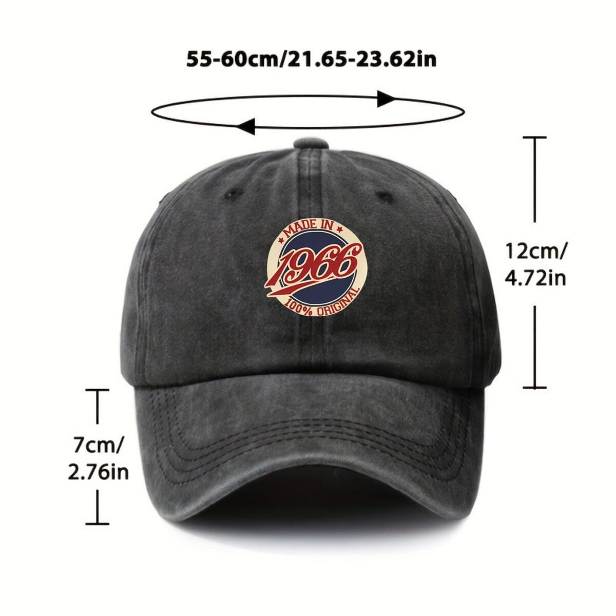 Made in 1966 Retro and Authentic Design Men's and Women's Outdoor Sun Baseball Cap Driving Hat Breathable Sun Hat Fishing Sports Duckbill Cap with Print