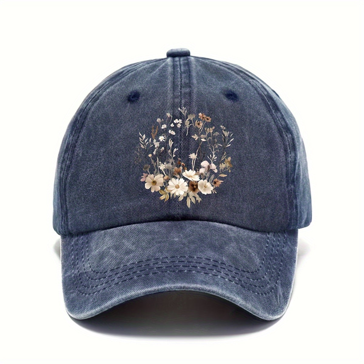 Adjustable Snapback Baseball Cap - Breathable Lightweight, Embossed Floral Design, Machine Washable for Casual & Formal Occasions
