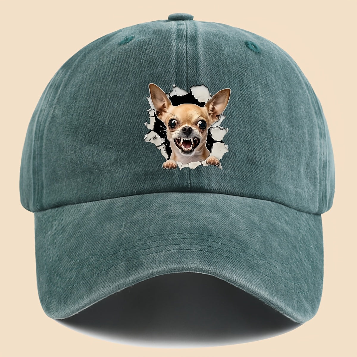 1pc Chihuahua Dog Print Trucker Hat - Adjustable Unisex Baseball Cap with Chihuahua Pattern, Soft-Top Curved Brim & Machine Washable Polyester Cap Suitable for Outdoor, Gifts for,, for Men and Women, for - Wear