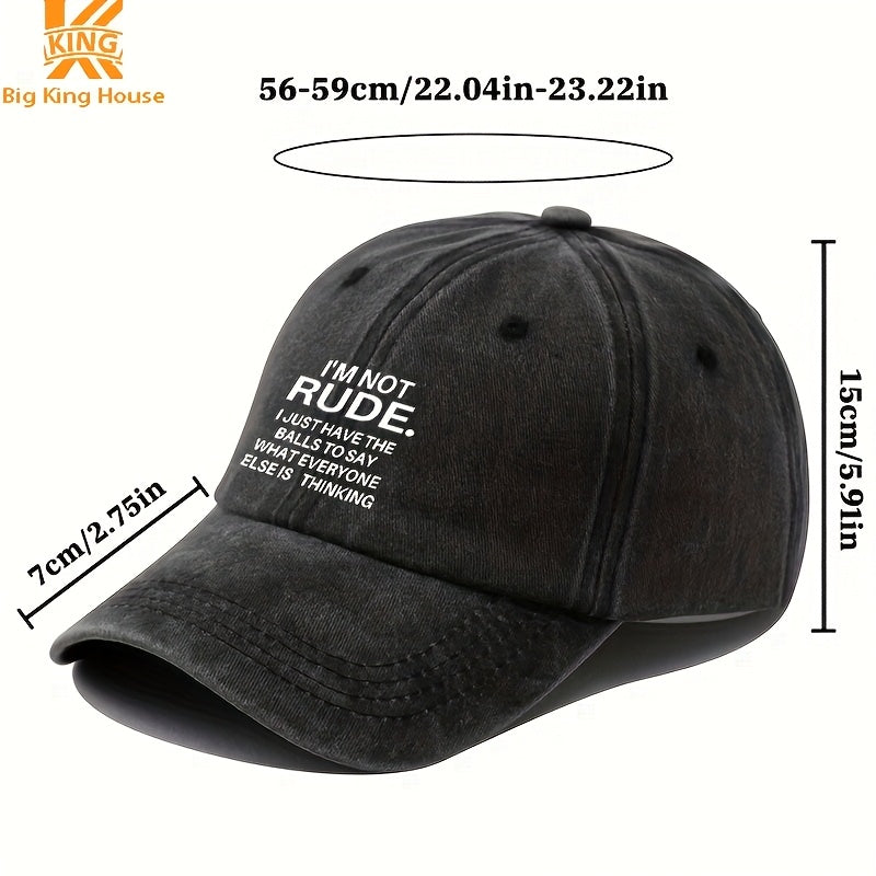 Suitable for Both Men and Women, Adjustable Size, Fashionable Pattern "RUDE" Printed Baseball Cap, Vintage Hat, Outdoor Casual Hat