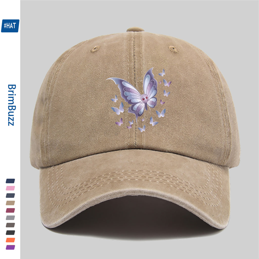 1 Butterfly Print Trucker Hat, Suitable for Travel, Outdoor Activities, and Daily Wear- Adjustable Snapback Hat with Butterfly Pattern, Lightweight and Unisex, Vintage Baseball Cap, Suitable for the Beach, Cycling, Parties, and Casual Wear(hand Was