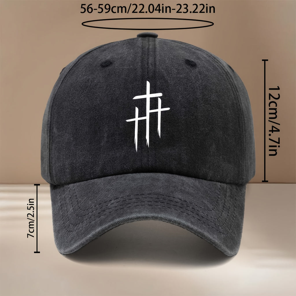 Three Cross Pattern Baseball Cap, Unisex Hip-Hop Style Casual Hat for Parties, Gatherings, and Camping. Comfortable and Lightweight Curved Brim Hat with Versatile Duckbill Design. Simple Outdoor Sports Cap, Six-Panel Fit, Relaxed and Fashionable