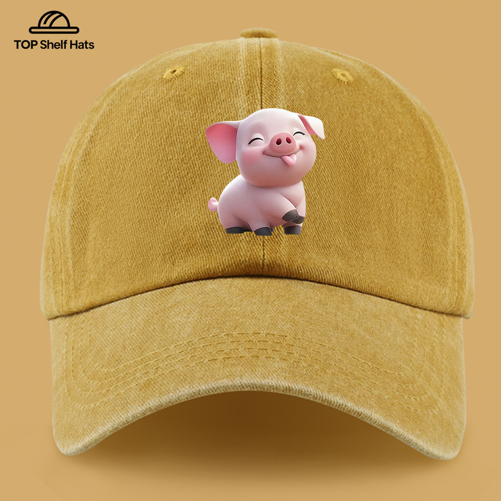 1pc Cute Tender Pink Pig Print Casual Baseball Cap, Lightweight, Comfortable, And Breathable, Adjustable Size, Perfect Valentine'S Day Gift for Partners, Unisex Outdoor Wear And Casual Fashion Accessory, Ideal for Parents' Beach Vacation Sun Hat
