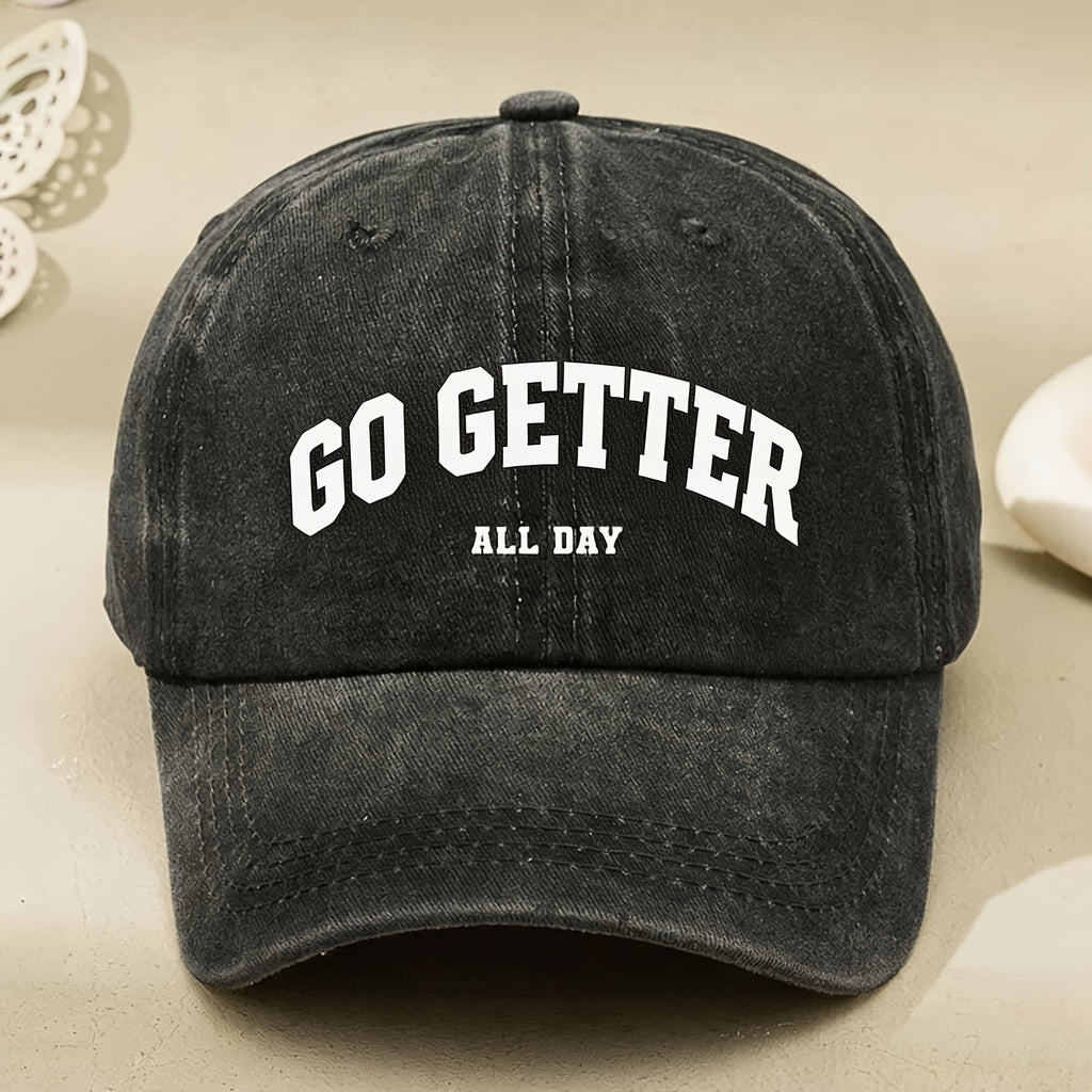 Go Getter All Day Motivational Letter Print Vintage Baseball Cap for Men Women Casual Streetwear Anniversary Gift