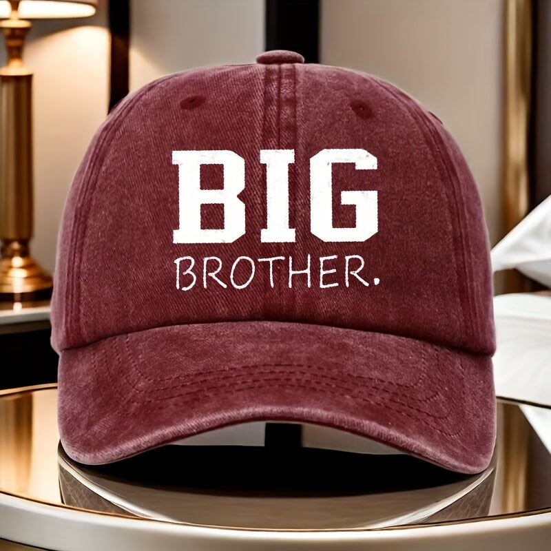 BIG BROTHER 棒球帽 - 深红色帽子带醒目白色字母，可调节绑带，轻便透气防晒 - 男女通用运动帽，适合日常、运动、礼物（可机洗）- 生日、母亲节、亡灵节理想选择 - BIG BROTHER 字样设计