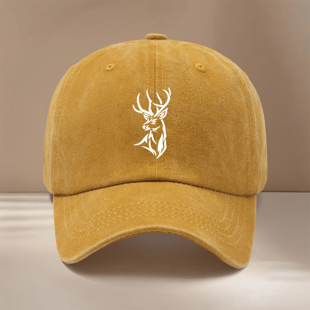 Baseball Cap with Deer Head Line Illustration Pattern, Comfortable And Lightweight, Curved Brim Makes Face Look Smaller, Hip-Hop Hat for Men And Women, Duck Tongue Hat, Suitable for Vacation Travel, Dinner Parties, Camping