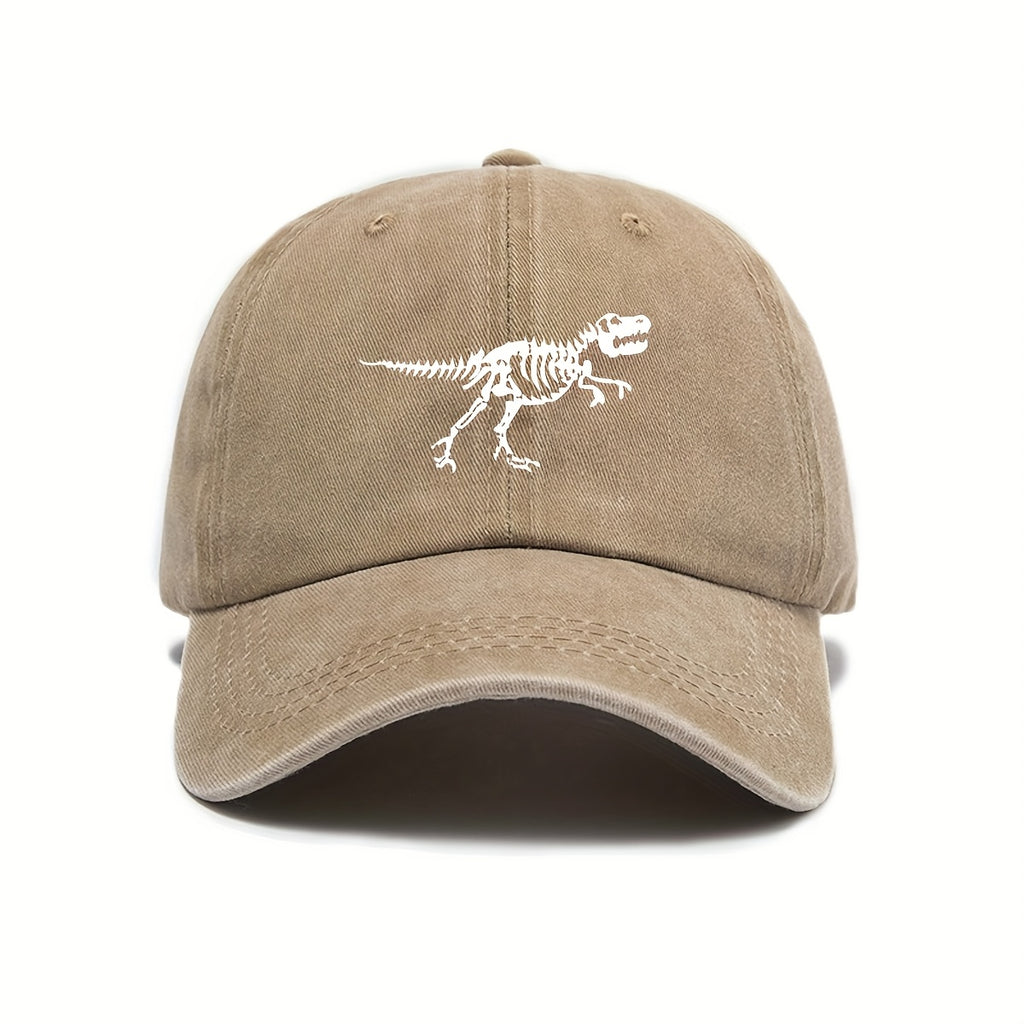 Urban Style Dinosaur Skeleton Printed Baseball Cap - Adjustable Size, Sun Protection, Unisex Stylish Casual Cap